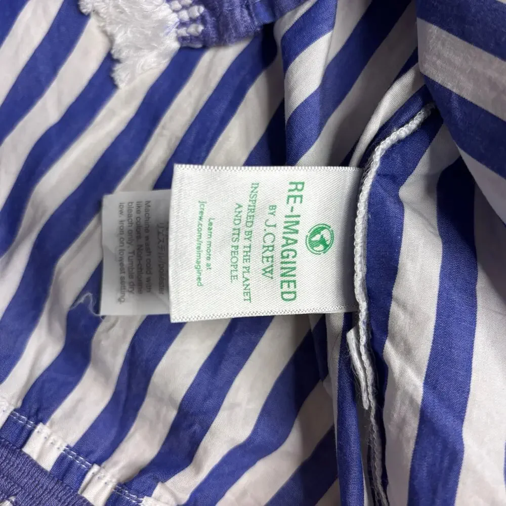 J.Crew Blue White Stripe Tie Waist Shirt Dress‎ Size 0 Coastal Summer Tunic